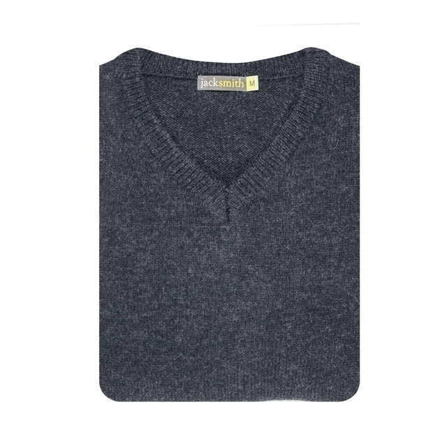 100% Shetland Ragg Wool V Neck Knit Jumper Pullover Mens Sweater Knitted - Navy - 6XL