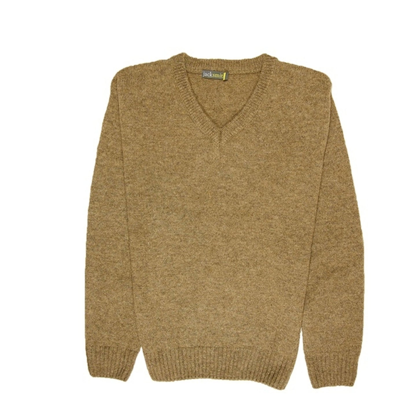 100% Shetland Ragg Wool V Neck Knit Jumper Pullover Mens Sweater Knitted - Nutmeg - XXL