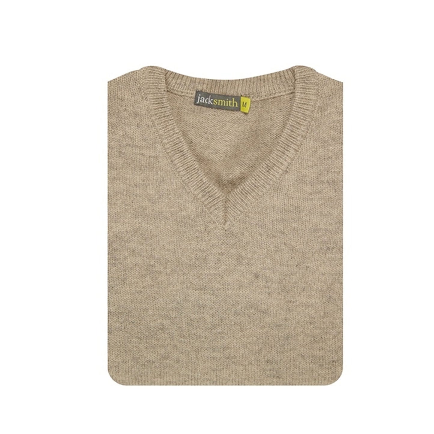 100% Shetland Ragg Wool V Neck Knit Jumper Pullover Mens Sweater Knitted - Oat Marle - 5XL