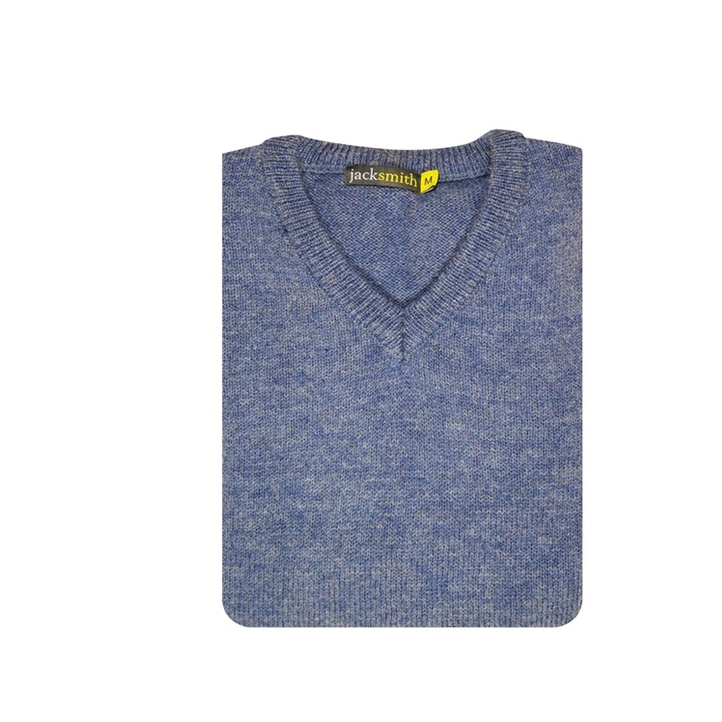 100% Shetland Ragg Wool V Neck Knit Jumper Pullover Mens Sweater Knitted - Sky - 5XL