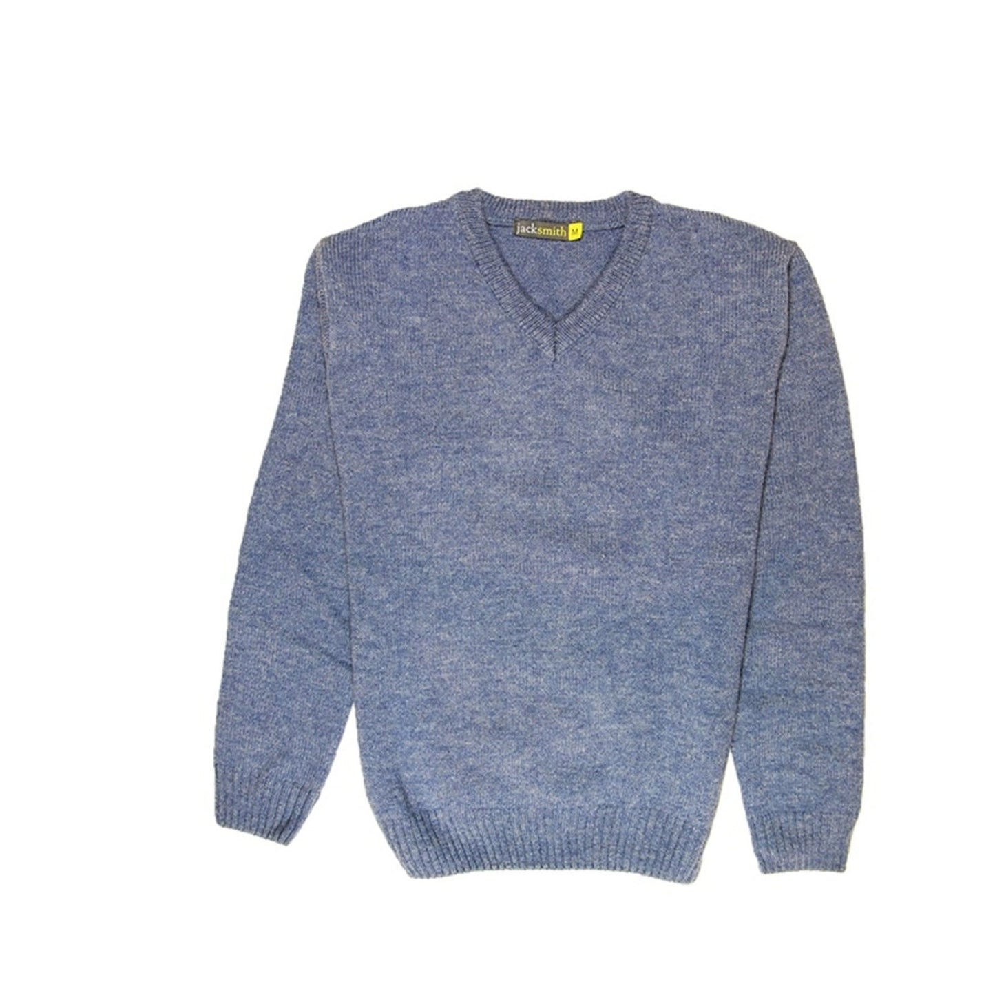 100% Shetland Ragg Wool V Neck Knit Jumper Pullover Mens Sweater Knitted - Sky - M