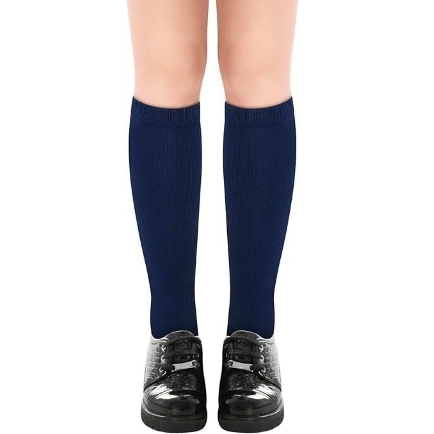 1x Pair School Uniform Knee High Socks Cotton Rich Girls Boys Kids - Navy - 2-8 (10-12 Years Old)