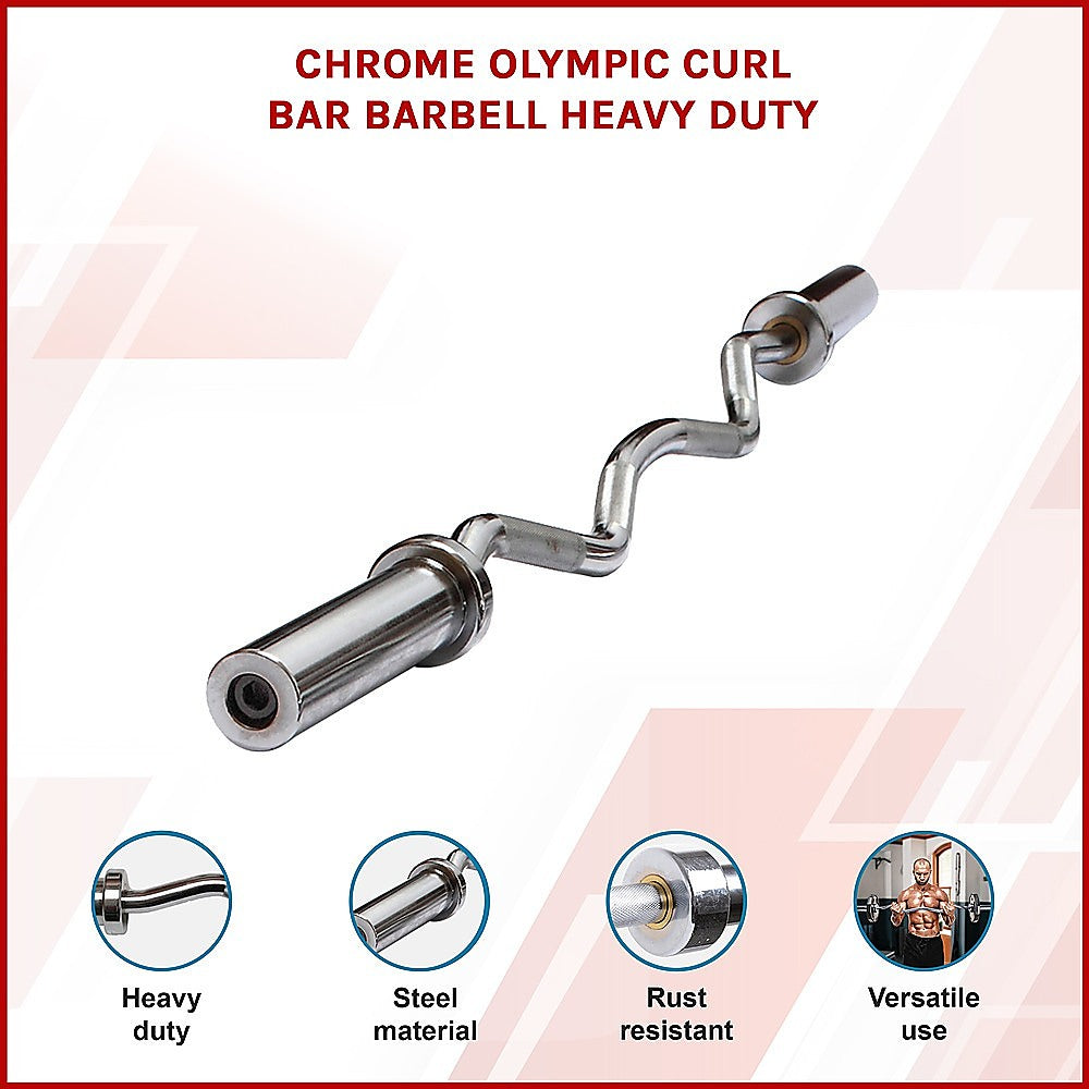 120cm Chrome Olympic EZ Curl Bar 闁 Weightlifting Barbell for Home Gym & Bodybuilding