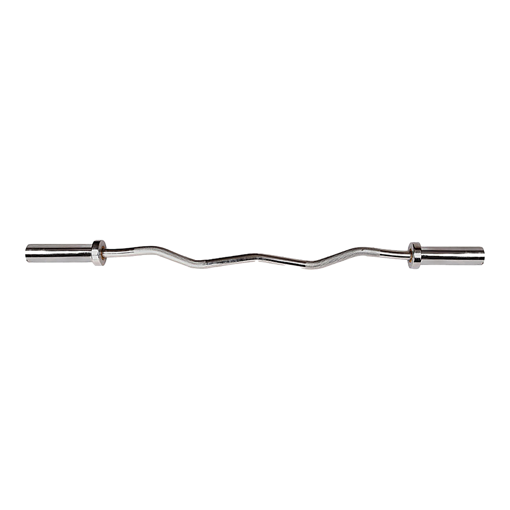 120cm Chrome Olympic EZ Curl Bar 闁 Weightlifting Barbell for Home Gym & Bodybuilding