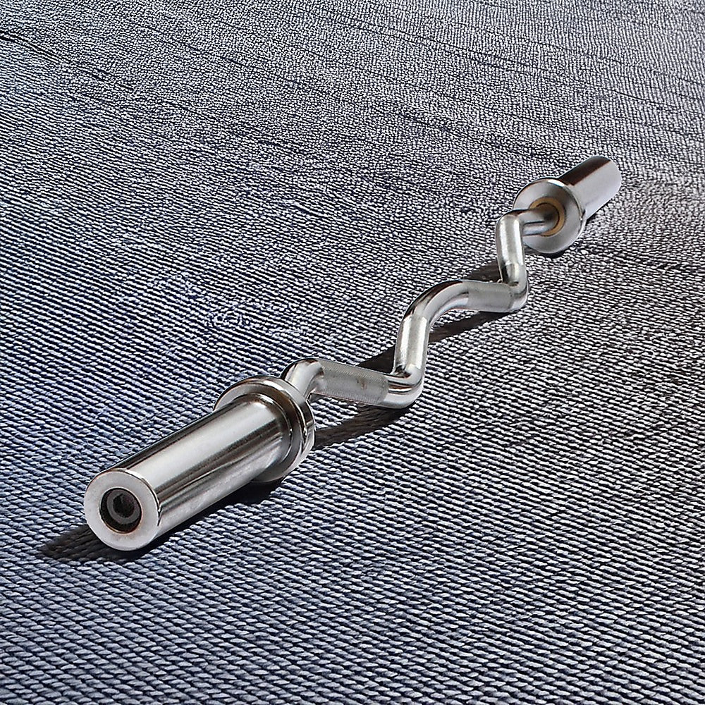 120cm Chrome Olympic EZ Curl Bar 闁 Weightlifting Barbell for Home Gym & Bodybuilding