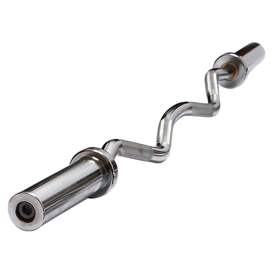 120cm Chrome Olympic EZ Curl Bar 闁 Weightlifting Barbell for Home Gym & Bodybuilding