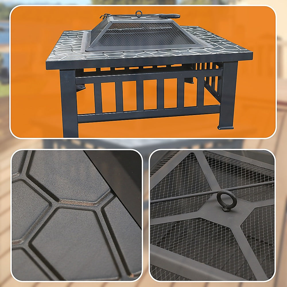 18 Square Metal Fire Pit Outdoor Heater