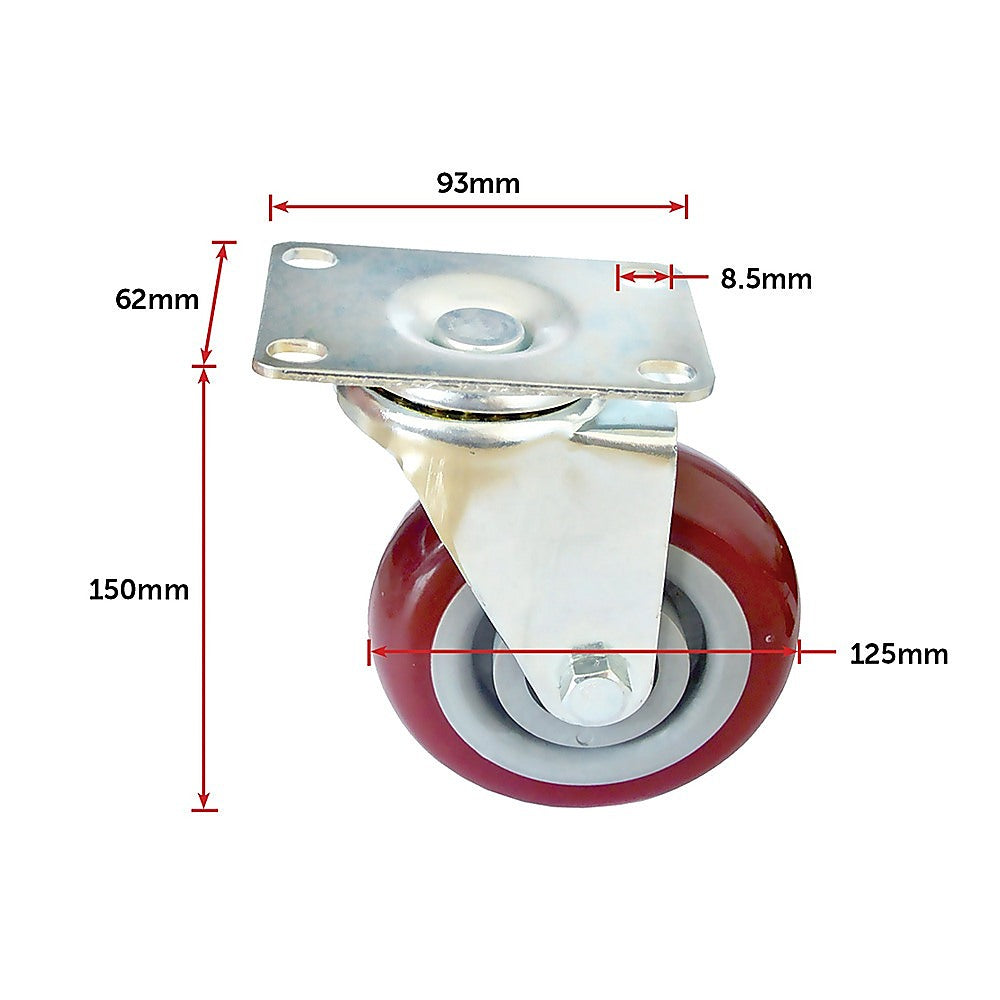 4 X 5 Heavy Duty 400kg Swivel Castor Wheels Trolley Furniture Caster All Brake