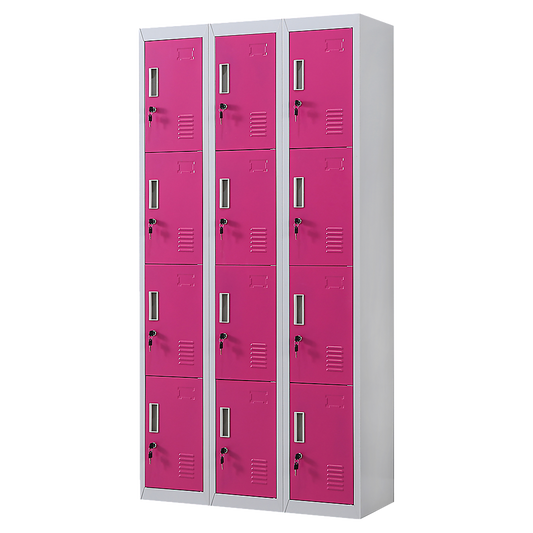 12-Door Locker for Office Gym Shed School Home Storage - Standard Lock with 2 Keys