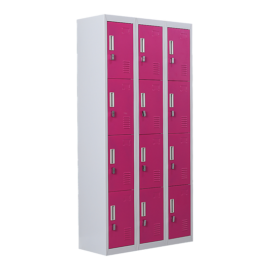 12-Door Locker for Office Gym Shed School Home Storage - Padlock-operated