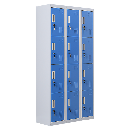 12-Door Locker for Office Gym Shed School Home Storage - Standard Lock with Keys
