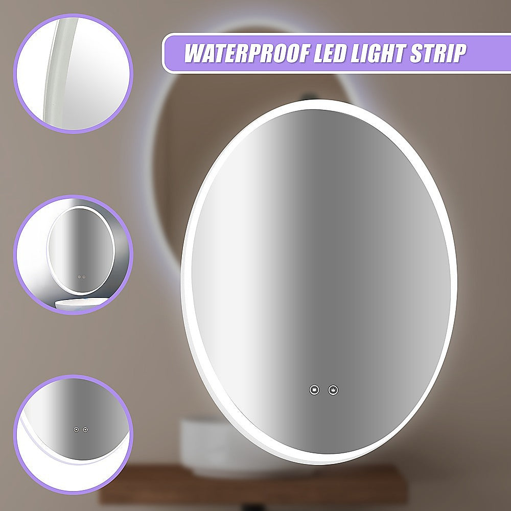 Oval Mirror LED Anti-Fog Illuminated Bathroom Living Room
