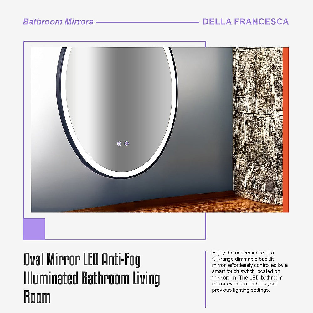 Oval Mirror LED Anti-Fog Illuminated Bathroom Living Room