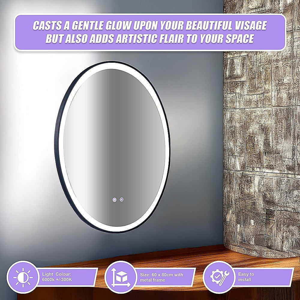 Oval Mirror LED Anti-Fog Illuminated Bathroom Living Room