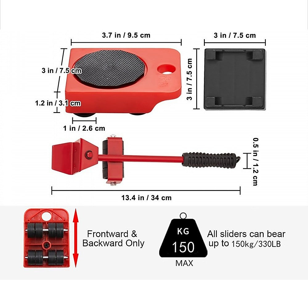 4 X All-purpose Dolly Plastic Heavy Duty Furniture Mover Slider Set