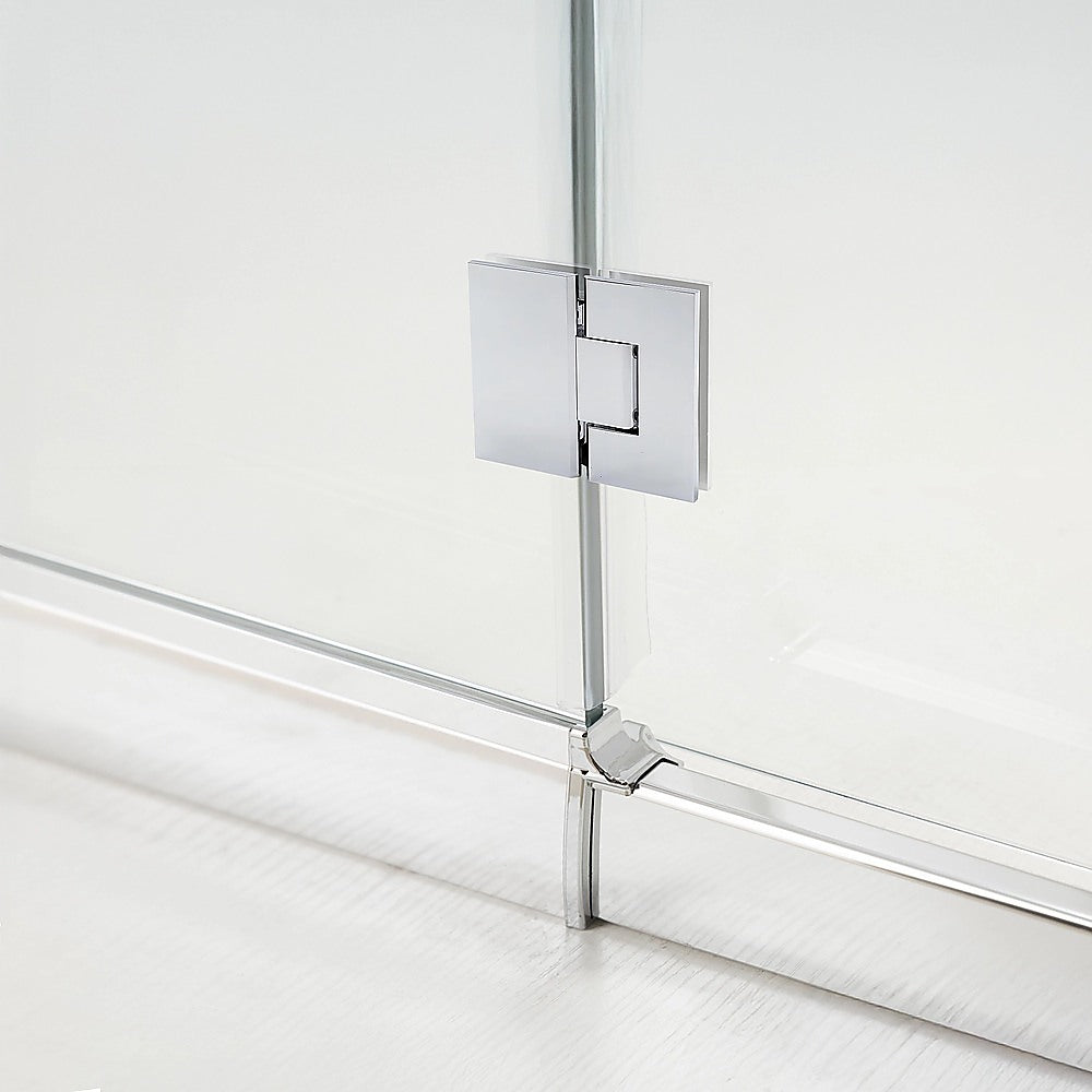 120cm Frameless Glass Bath Screen with Stainless Steel Brackets - Chrome