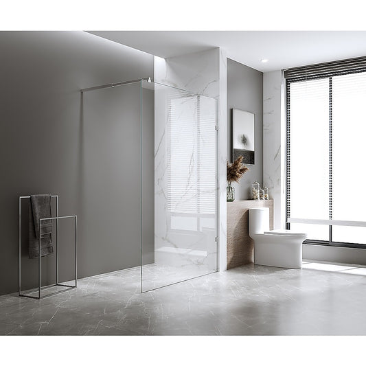 100x200cm Glass Shower Screen with Black Wall & Floor U Brackets