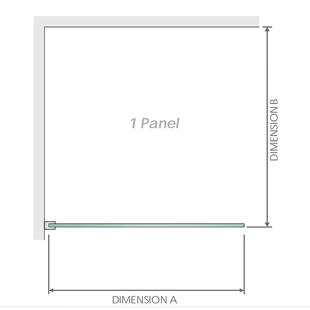 100x200cm Glass Shower Screen with Gold Wall Channel