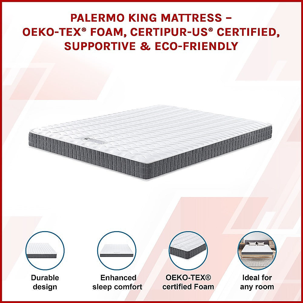 PALERMO King Memory Foam Mattress - OEKO-TEX & CertiPUR-US Certified