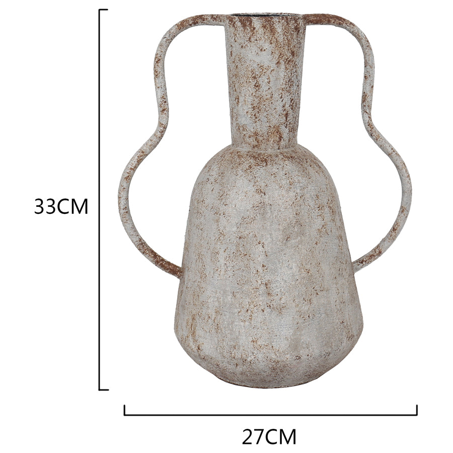 Artisan Aged Vase w Abstract Handles 33cm