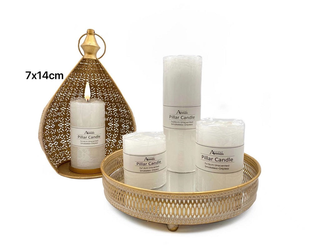 bulk 24 Unscented White Pillar Candle 457G 14cm