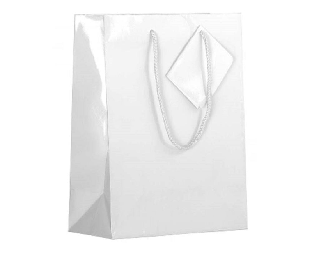 bulk 24 Small Matte White Gift Bags 14cm