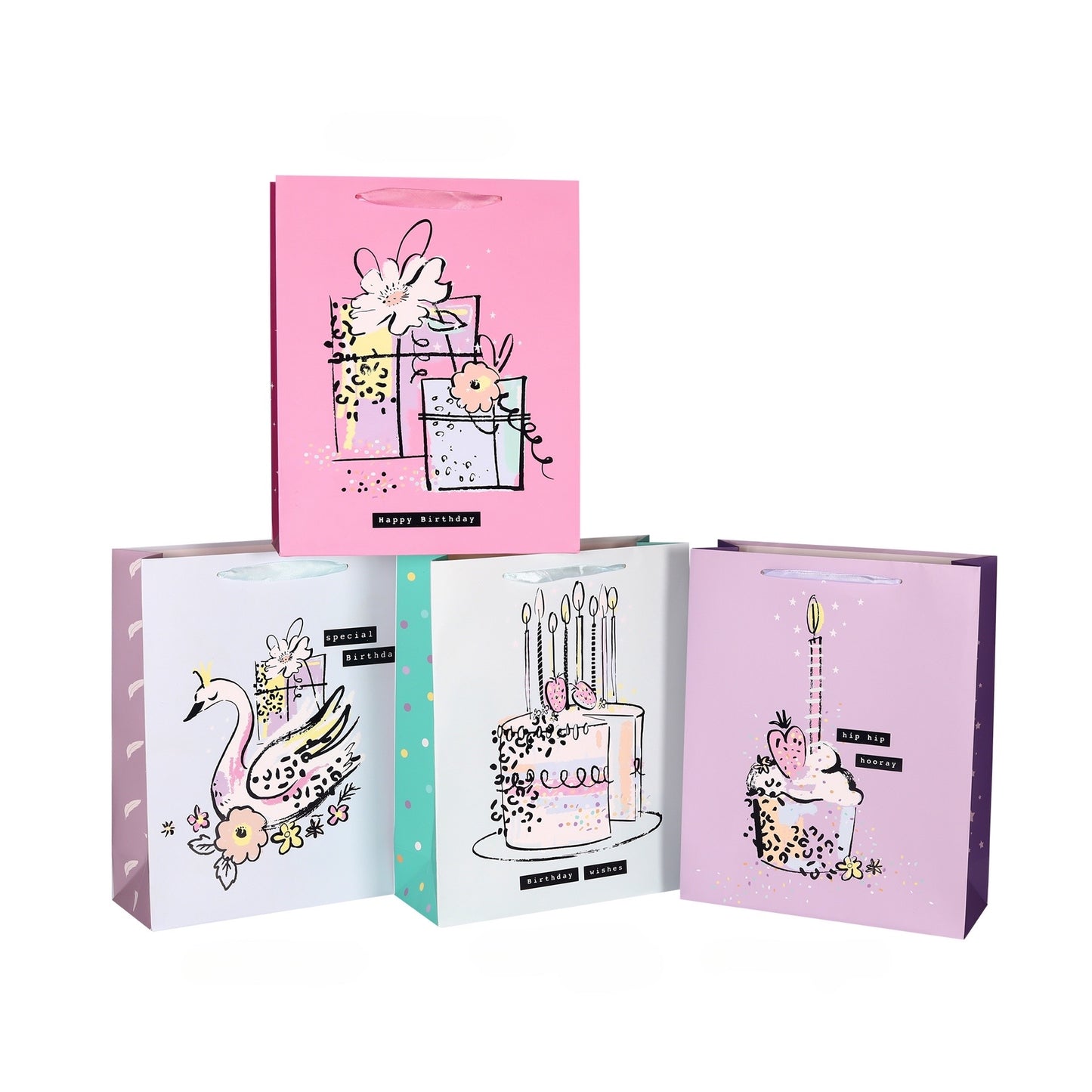 bulk 24 Medium Happy Birthday Gift Bag Assort 23cm