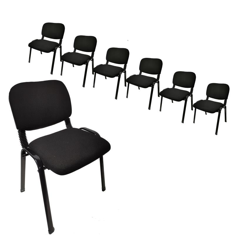 NNECN Stackable & Linkable Office Conference Visitor Community Chairs (Set of 7-Black)