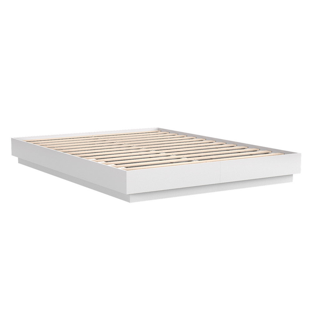 Queen Bed Frame with 16Colour Led Light Wooden Platform Bed Base DAYGLOW