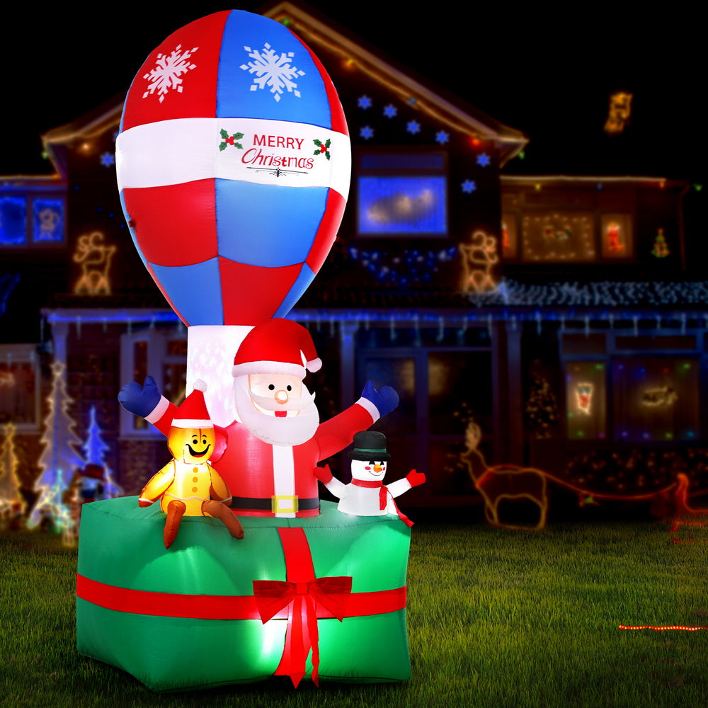 Christmas Inflatable Santa in Ballon 2.8M Height LED Decorations Illuminated