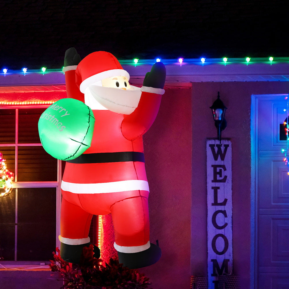 Christmas Inflatable Santa Climbing LED Illuminated Decorations 1.9M