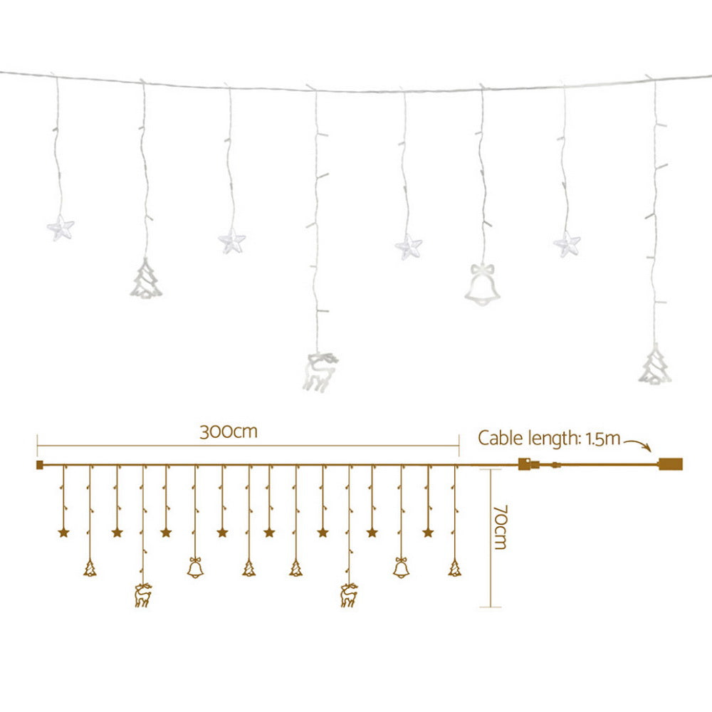 138 LED 3M Christmas Lights Icicle Light Warm White