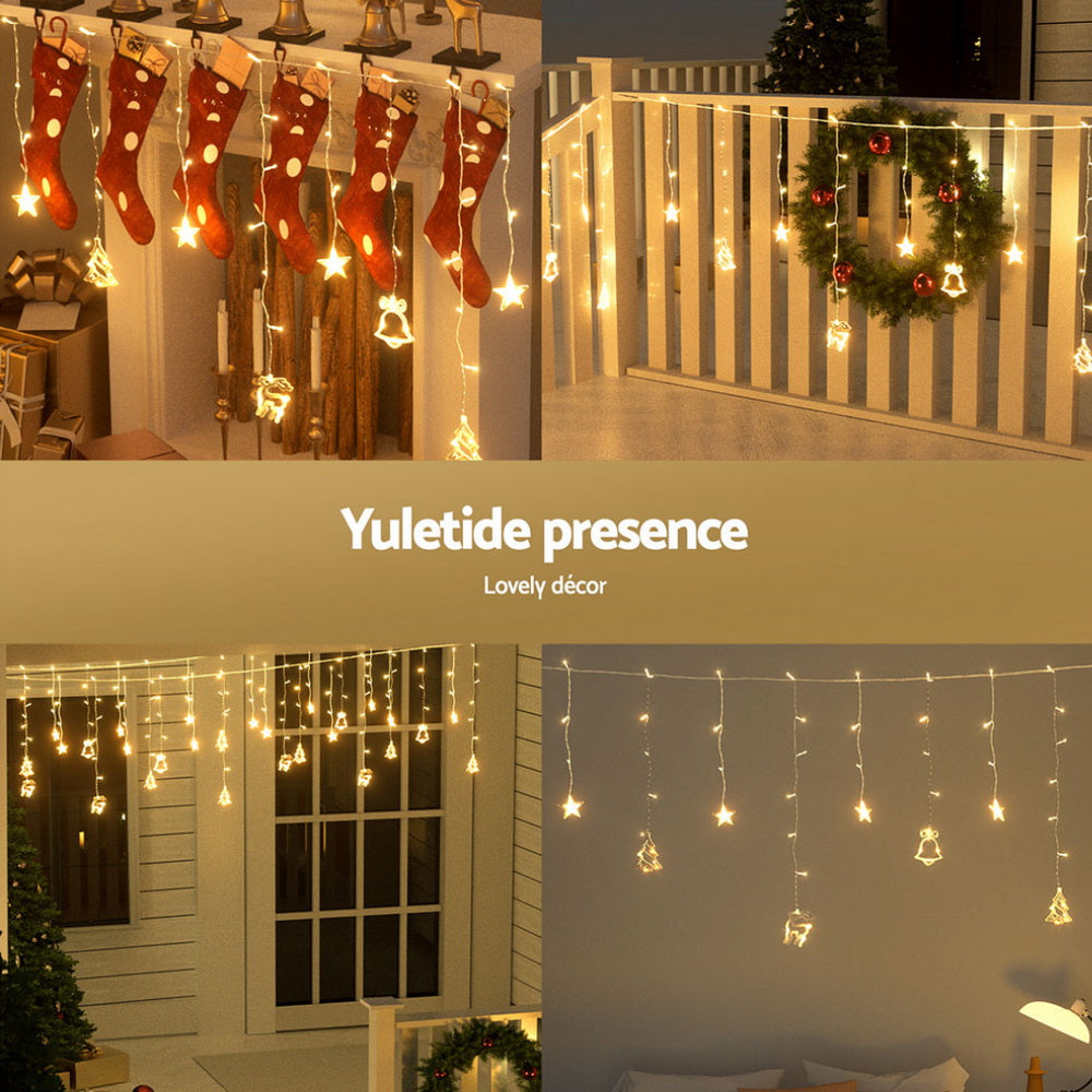 138 LED 3M Christmas Lights Icicle Light Warm White