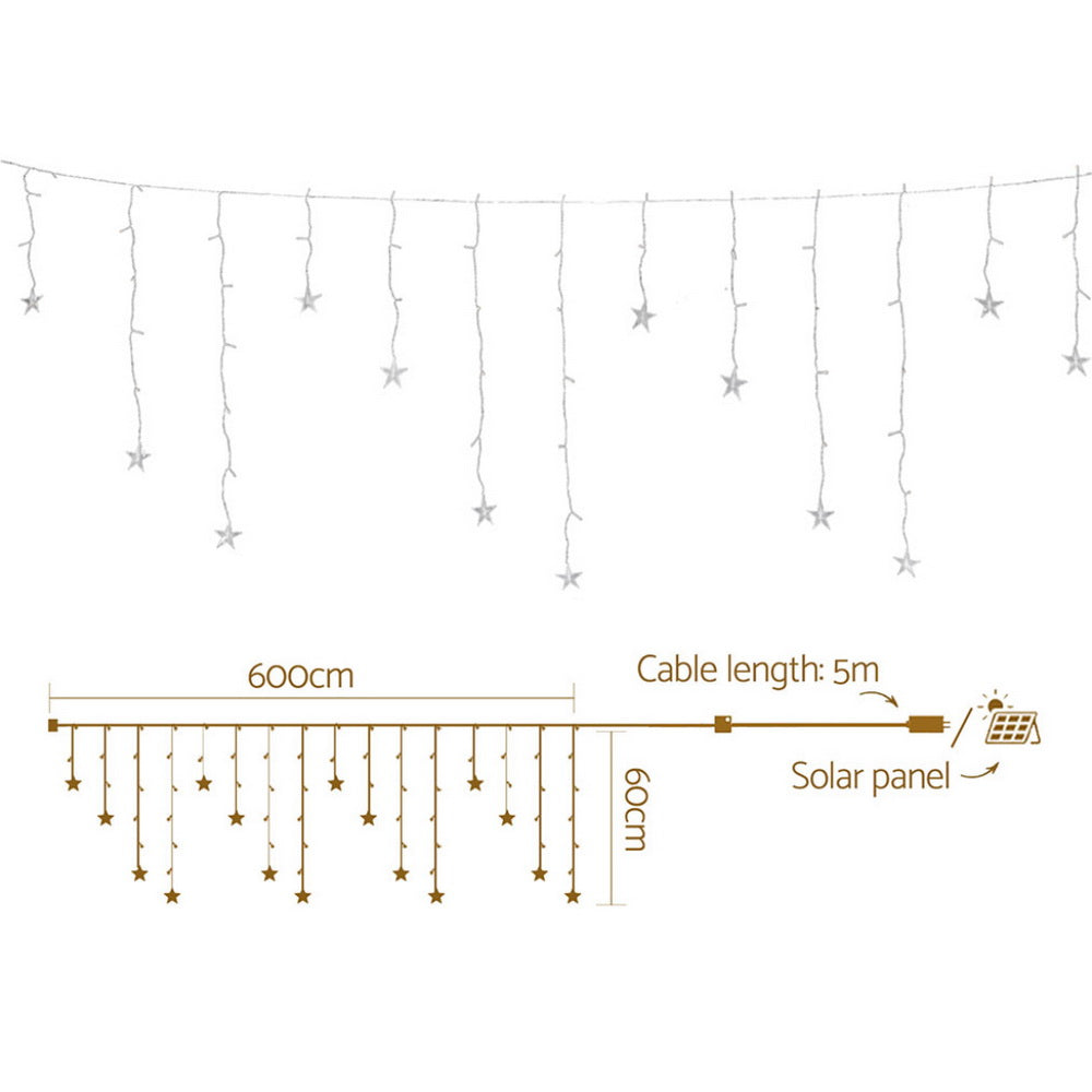 160 LED 6M Christmas Lights Icicle Light Solar Warm