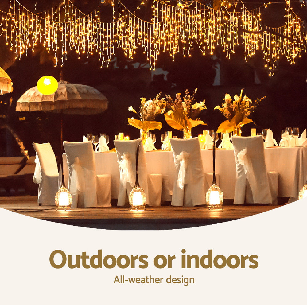 12.5M Christmas Lights Solar Icicle String Light Warm White