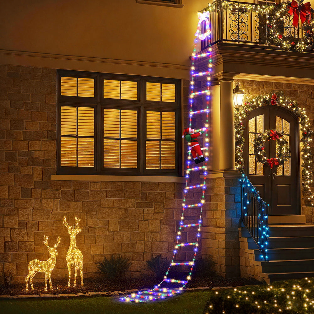 3.5M Christmas Lights 300 LED Ladder Light with Santa Claus Decor