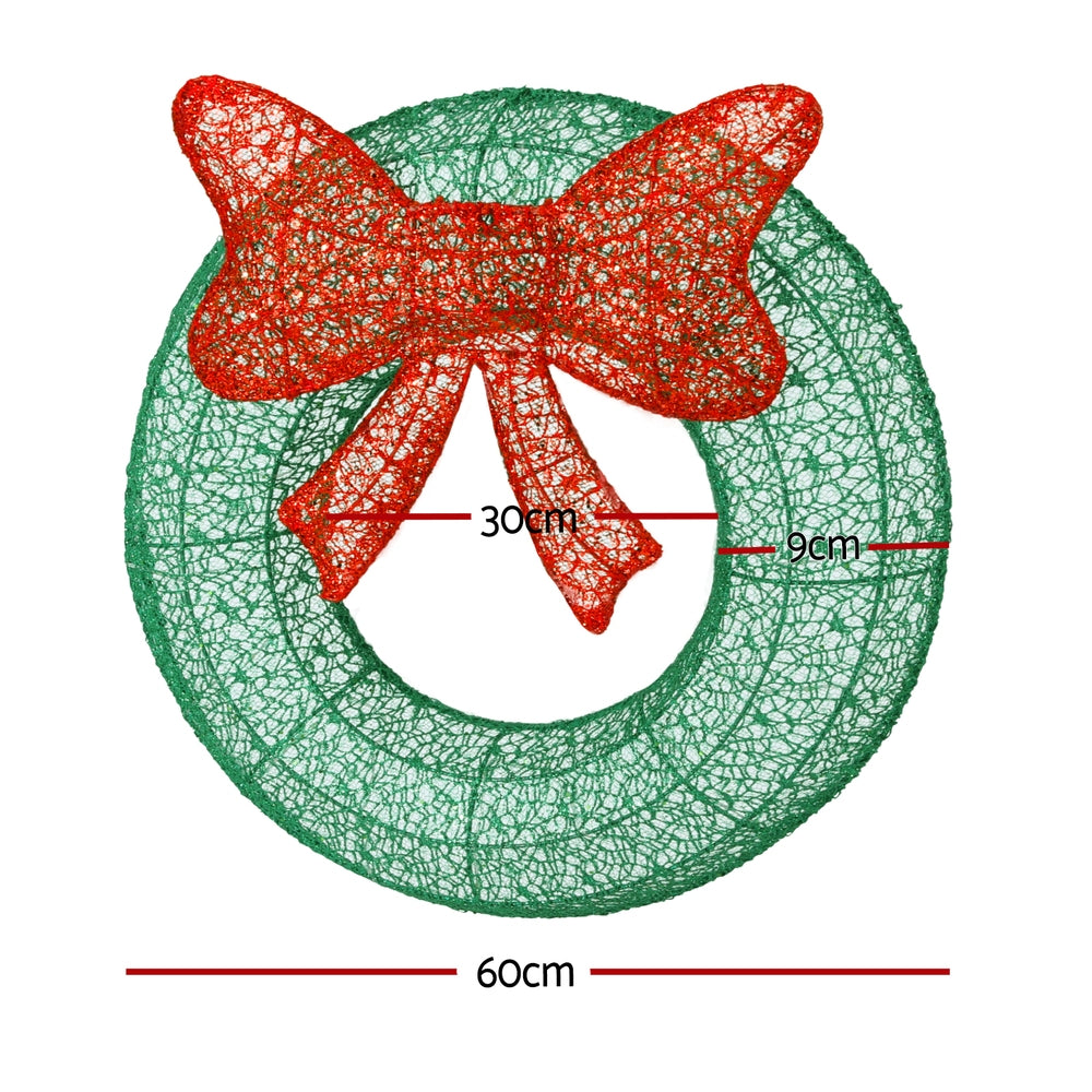 0.6M Christmas Lights 50 LED Motif Solar Wreath Xmas Decorations