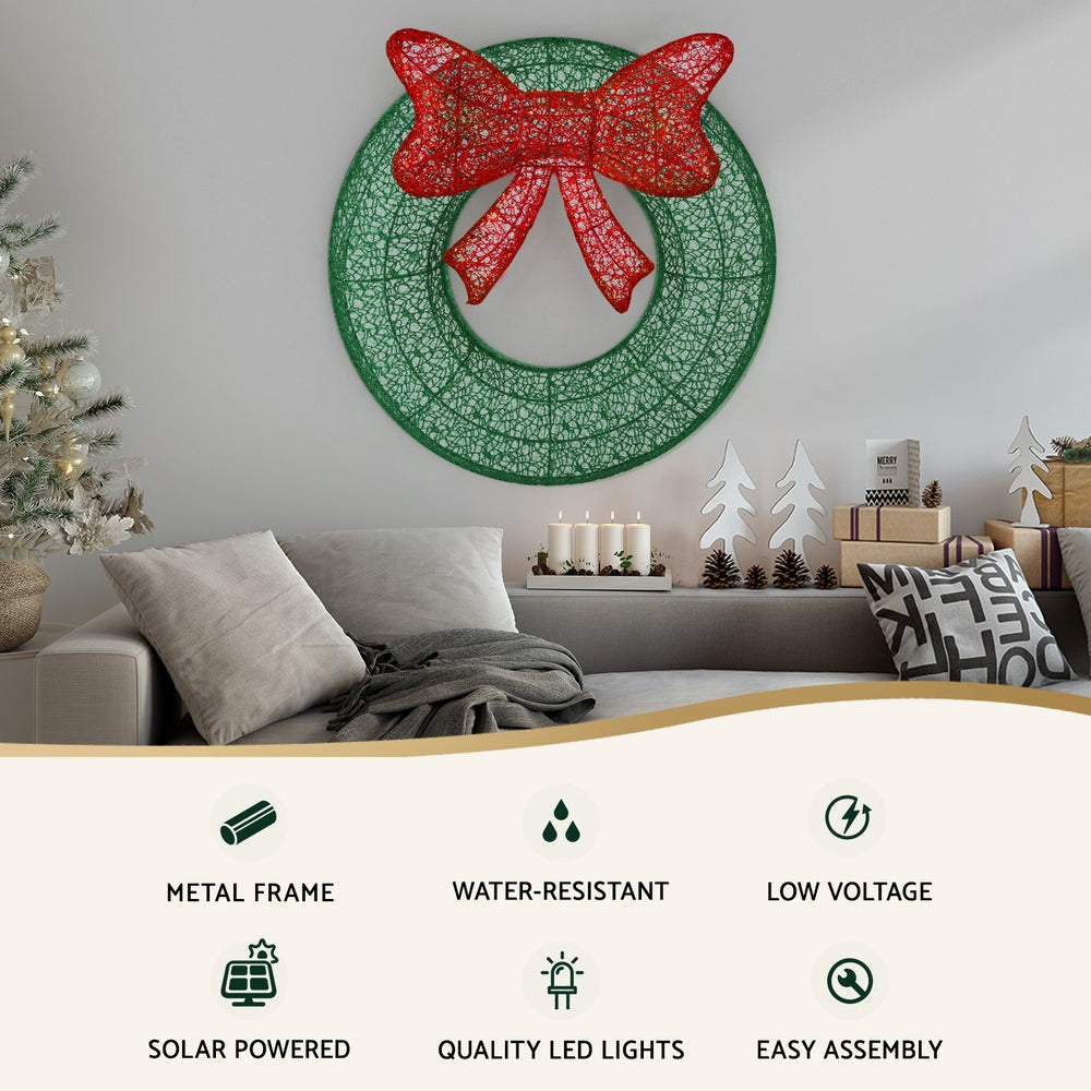0.6M Christmas Lights 50 LED Motif Solar Wreath Xmas Decorations