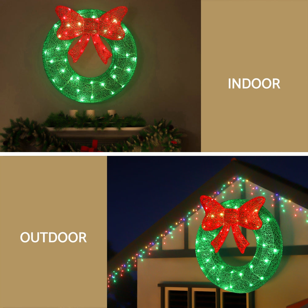 0.6M Christmas Lights 50 LED Motif Solar Wreath Xmas Decorations