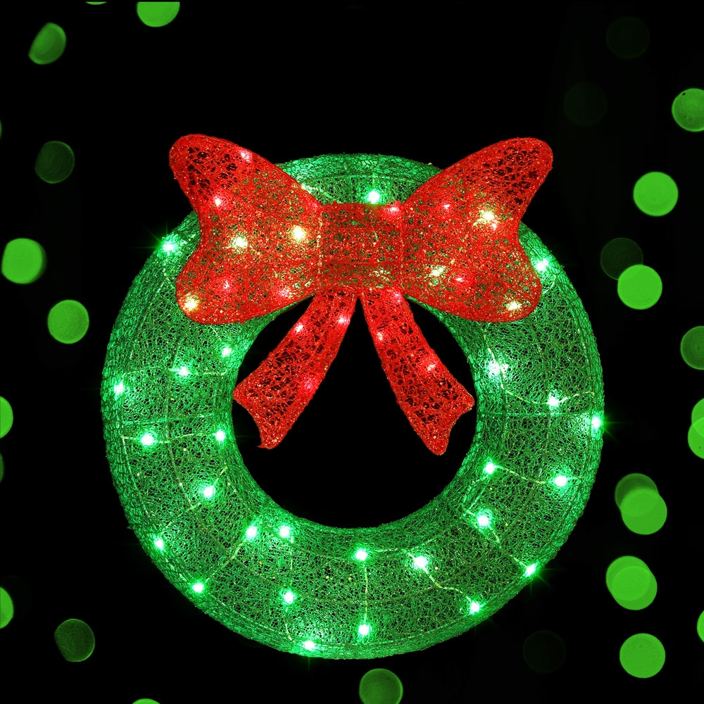 0.6M Christmas Lights 50 LED Motif Solar Wreath Xmas Decorations