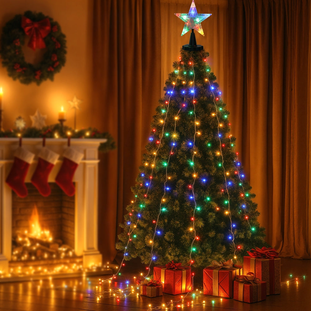2.5M Christmas Lights Waterfall String Light 300 LED Star Topper