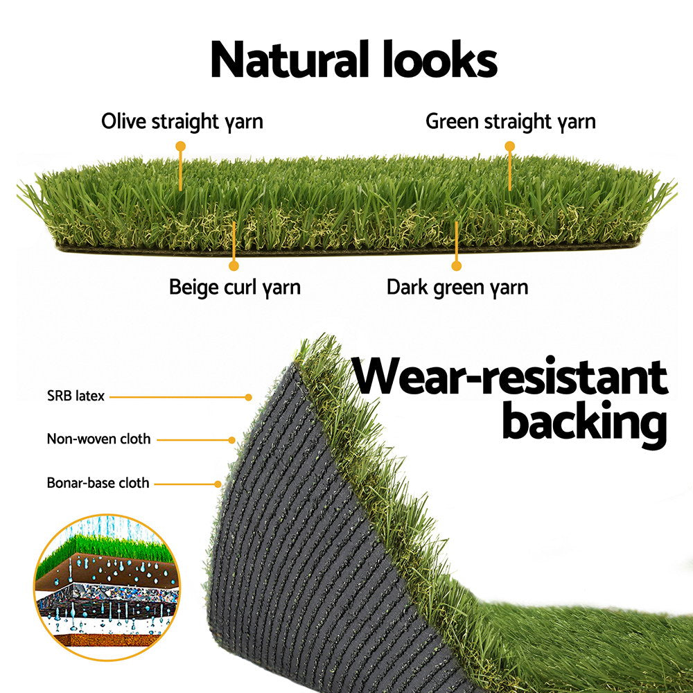 Artificial Grass 35mm 1mx10m Synthetic Fake Lawn Turf Plastic Plant 4-coloured
