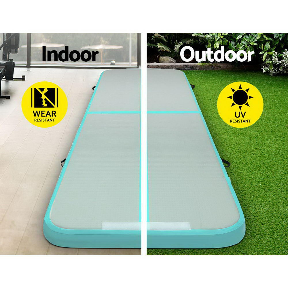 3m x 1m Air Track Mat Gymnastic Tumbling Mint Green and Grey