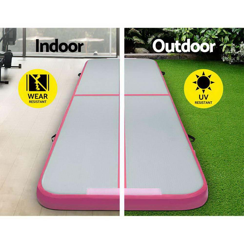 3m x 1m Air Track Mat Gymnastic Tumbling Pink and Grey