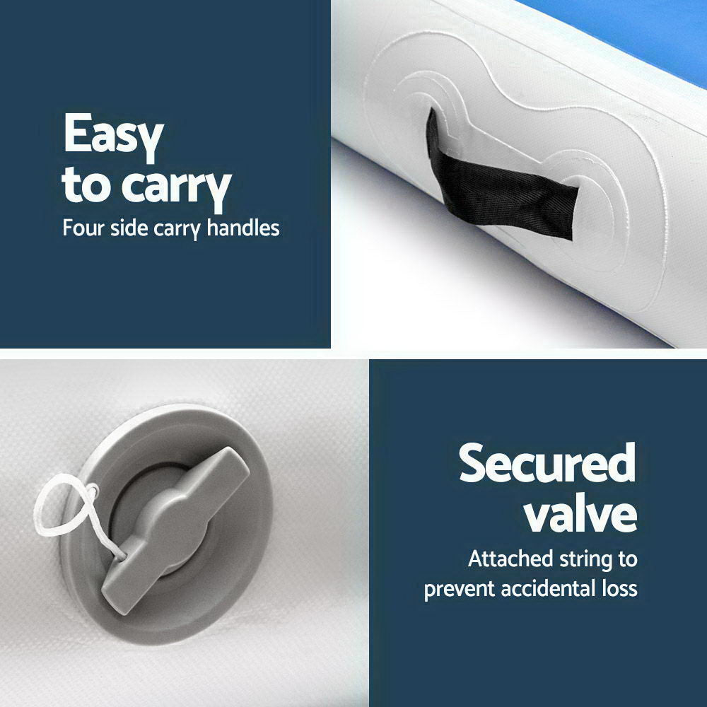 4X1M Inflatable Air Track Mat 20CM Thick with Pump Tumbling Gymnastics Blue