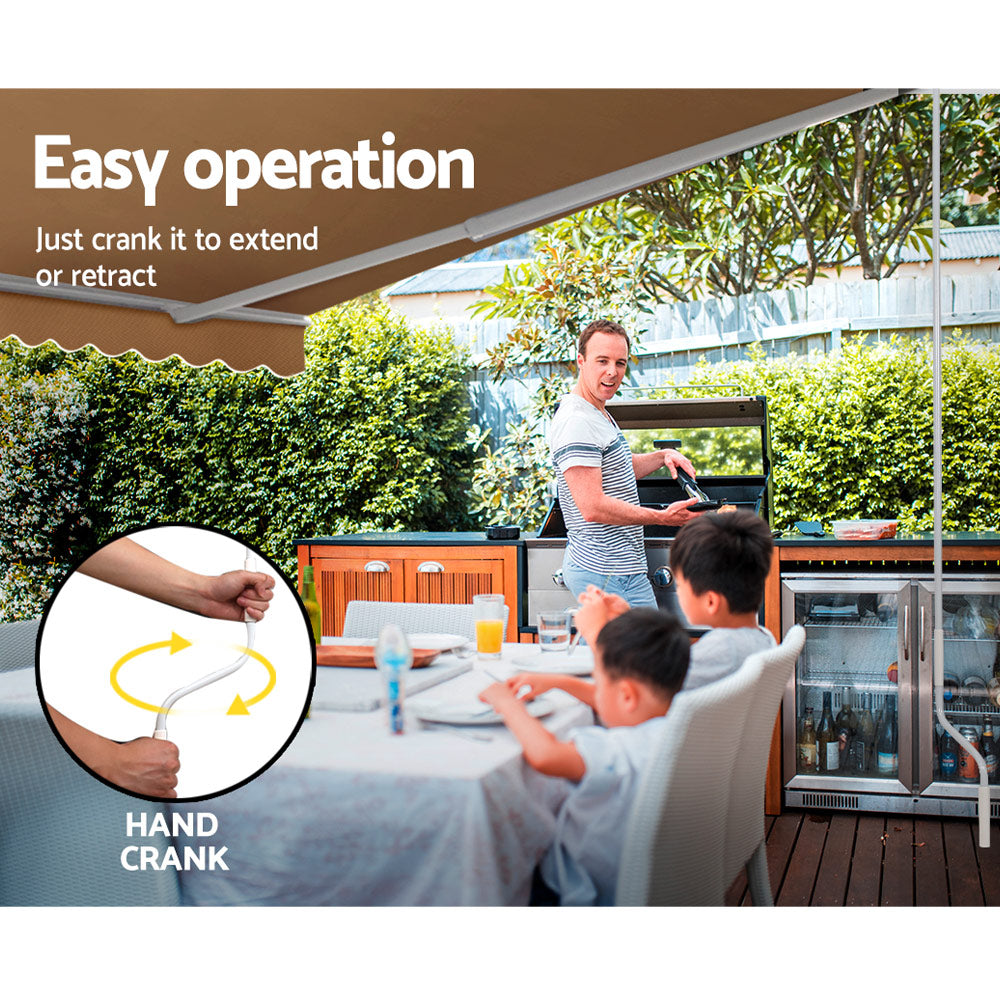 Retractable Folding Arm Awning Manual Sunshade 4Mx2.5M Beige
