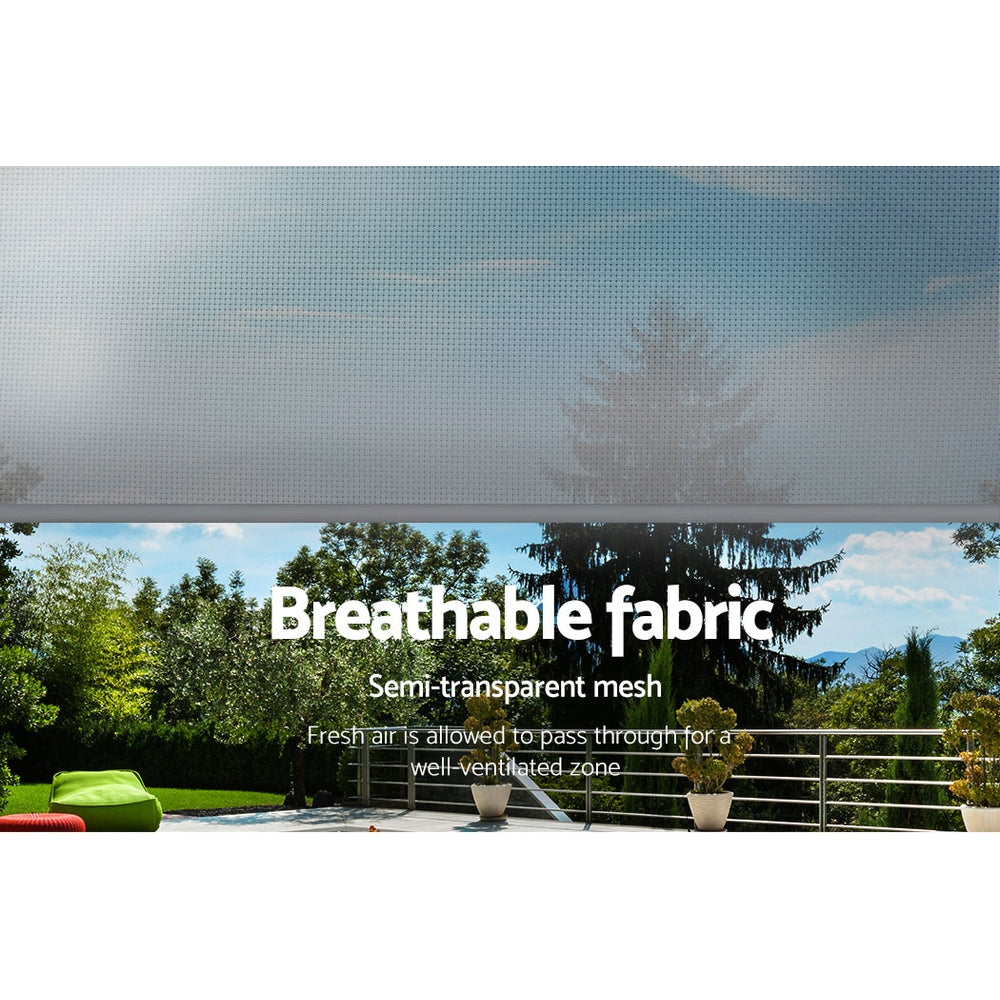 3X2.5M Outdoor Blinds Awning Roll Down Screen Fabric Blinds Outdoor Window Shade Grey