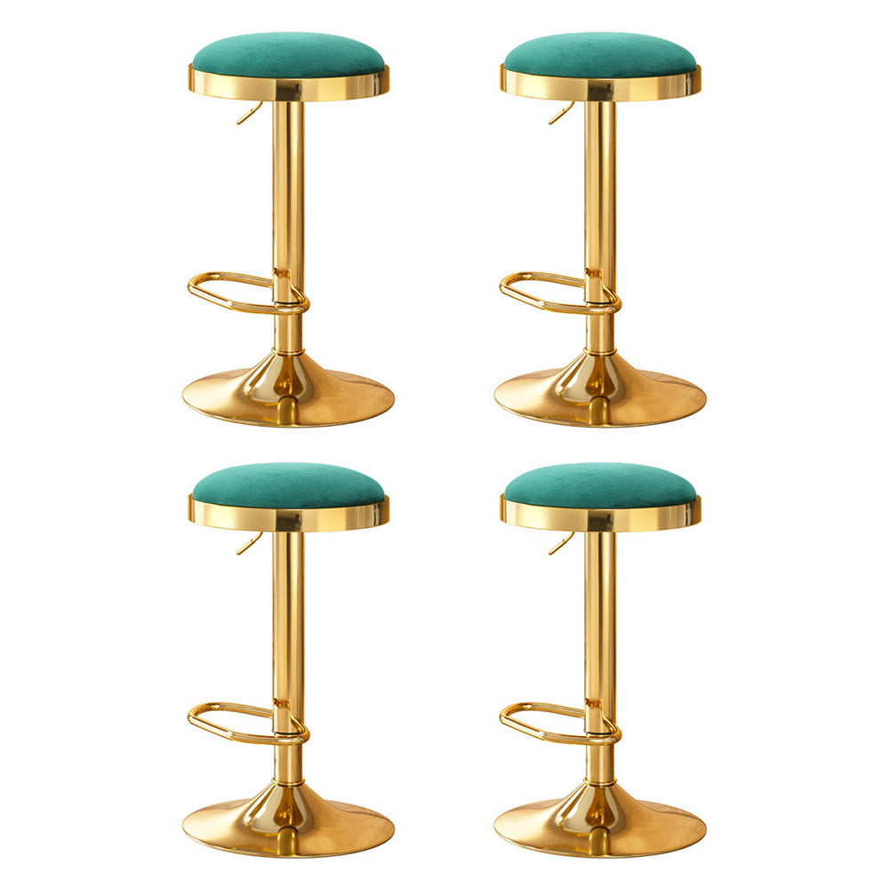 4x Bar Stools Kitchen Dining Chairs Velvet Padded Stool Green