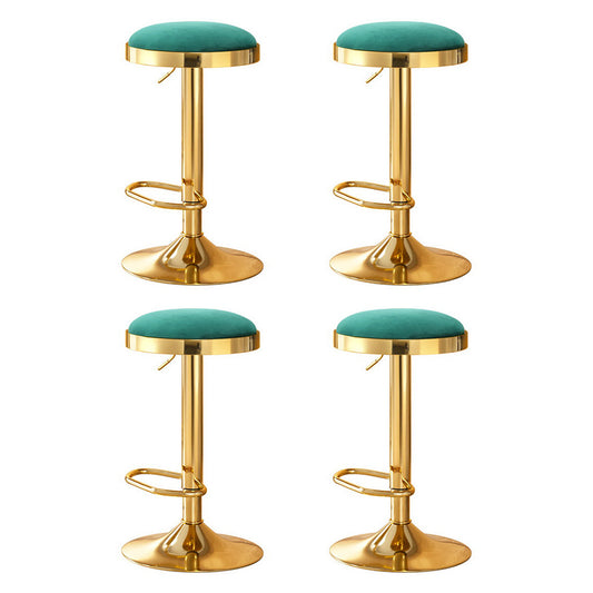 4x Bar Stools Kitchen Dining Chairs Velvet Padded Stool Green