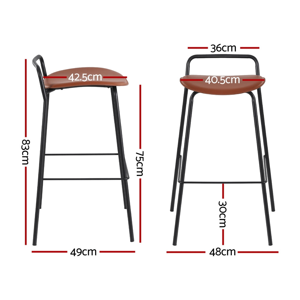 4x Bar Stools Kitchen Counter Dining Chair Metal Brown